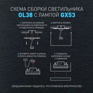 Светильник настенно-потолочный спот ЭРА OL38 BK под GX53 IP20 черный