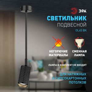Светильник настенно-потолочный спот ЭРА OL45 BK MR16 GU10 IP20 черный Светильник настенно-потолочный спот ЭРА OL45 BK MR16 GU10 IP20 черный