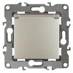 12-2103-04 ЭРА Розетка 2P+E Schuko со шторками с крышкой, 16A-250В, IP20, Эра12, шампань (10/100/250