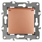 12-2103-14 ЭРА Розетка 2P+E Schuko со шторками с крышкой, 16A-250В, IP20, Эра12, медь (10/100/2500)