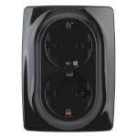 12-2106-06 ЭРА Розетка 2X2P+E Schuko, 16A-250В, IP20, Эра12, чёрный (10/100/1600)