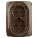 12-2106-13 ЭРА Розетка 2X2P+E Schuko, 16A-250В, IP20, Эра12, бронза (10/100/1600)