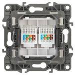 12-3108-15 ЭРА Розетка информационная двойная 2XRJ45, IP20, Эра12, перламутр (10/100/2500)