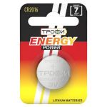 Батарейки Трофи CR2016-1BL ENERGY POWER Lithium (10/240/38400)