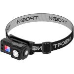 Фонарь налобный светодиодный Трофи GA-102 аккумуляторный 3 Bт сенсорное управление магнит клипса 5 режимов