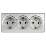 Розетка ЭРА Эксперт 11-2208-03 тройная с заземлением 3х2P+E Schuko IP20 16A-250В ОУ алюминий
