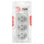 Розетка ЭРА Эксперт 11-2208-03 тройная с заземлением 3х2P+E Schuko IP20 16A-250В ОУ алюминий