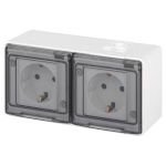 Розетка ЭРА Эксперт 11-2503-01 2х2P+E гориз. IP55, 16A-250В, ОУ, белый