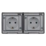 Розетка ЭРА Эксперт 11-2503-01 2х2P+E гориз. IP55, 16A-250В, ОУ, белый