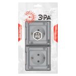 Розетка ЭРА Эксперт 11-2503-01 2х2P+E гориз. IP55, 16A-250В, ОУ, белый