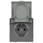 Розетка ЭРА Galaxy 15-2103-06 c заземлением 2P+E Schuko со шторками с крышкой 16А-250В IP20 графит