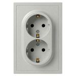 Розетка ЭРА Galaxy 15-2104-03 с заземлением двойная 2X2P+E Schuko 16А-250В IP20 алюминий