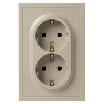 Розетка ЭРА Galaxy 15-2104-04 с заземлением двойная 2X2P+E Schuko 16А-250В IP20 шампань