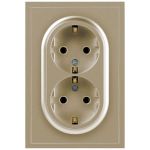 Розетка ЭРА Galaxy 15-2104-04 с заземлением двойная 2X2P+E Schuko 16А-250В IP20 шампань