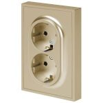 Розетка ЭРА Galaxy 15-2104-04 с заземлением двойная 2X2P+E Schuko 16А-250В IP20 шампань