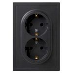 Розетка ЭРА Galaxy 15-2104-05 с заземлением двойная 2X2P+E Schuko 16А-250В IP20 антрацит