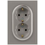 Розетка ЭРА Galaxy 15-2104-07 с заземлением двойная 2X2P+E Schuko 16А-250В IP20 титан