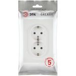 Розетка ЭРА Galaxy 15-2104-08 с заземлением двойная 2X2P+E Schuko 16А-250В IP20 белый матовый