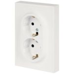 Розетка ЭРА Galaxy 15-2105-08 с заземлением двойная 2X2P+E Schuko со шторками IP20 16А-250В белый матовый