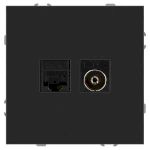 Розетка ЭРА Galaxy 15-3110-05 комбинированная RJ45+TV IP20 антрацит