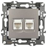 Розетка ЭРА Серия 12 12-3108-16 информационная двойная 2XRJ45, титан
