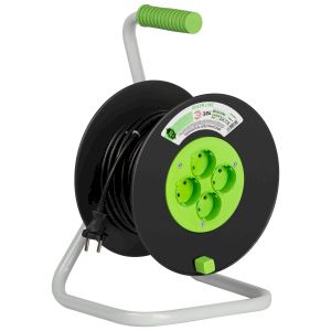 Удлинитель силовой ЭРА GREEN LINE KAT-2x1.5-20m Greenline на катушке пластик 4 розетки без заземления 20м ПВС 2x1.5мм2