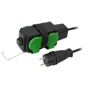 Удлинитель силовой ЭРА GREEN LINE UDL-KG-2x2,5m-5m-IP44 с крышками 4 розетки 5м КГ 2x2.5мм2 IP44