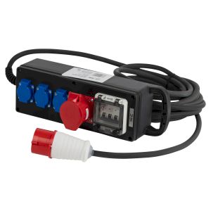 Удлинитель силовой ЭРА IND380-SF-4e-5x4-5m-IP44 380В на каучуковой колодке 4 розетки 1xCEE 5P/3xSCHUKO 5м КГ 5х4 32A