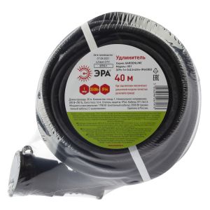 Удлинитель силовой ЭРА  UPx-1e-3x2,5-40m-IP44(KG) в бухте с заземлением 1 розетка 40 м КГ 3х2,5мм2