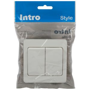 Выключатель Intro 7-104-01 Style двойной, 10А-250В, IP20, СУ, белый