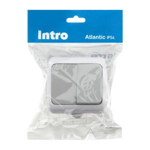 Выключатель Intro Atlantic 5-104-03 двойной, 10А-250В, IP54, открытой установки, серый Выключатель Intro Atlantic 5-104-03 двойной, 10А-250В, IP54, открытой установки, серый
