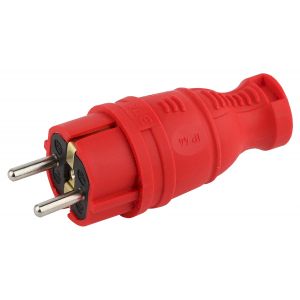 Вилка ЭРА V8-RED-IP44 каучуковая с заземлением прямая 16A IP44 красная Вилка ЭРА V8-RED-IP44 каучуковая с заземлением прямая 16A IP44 красная